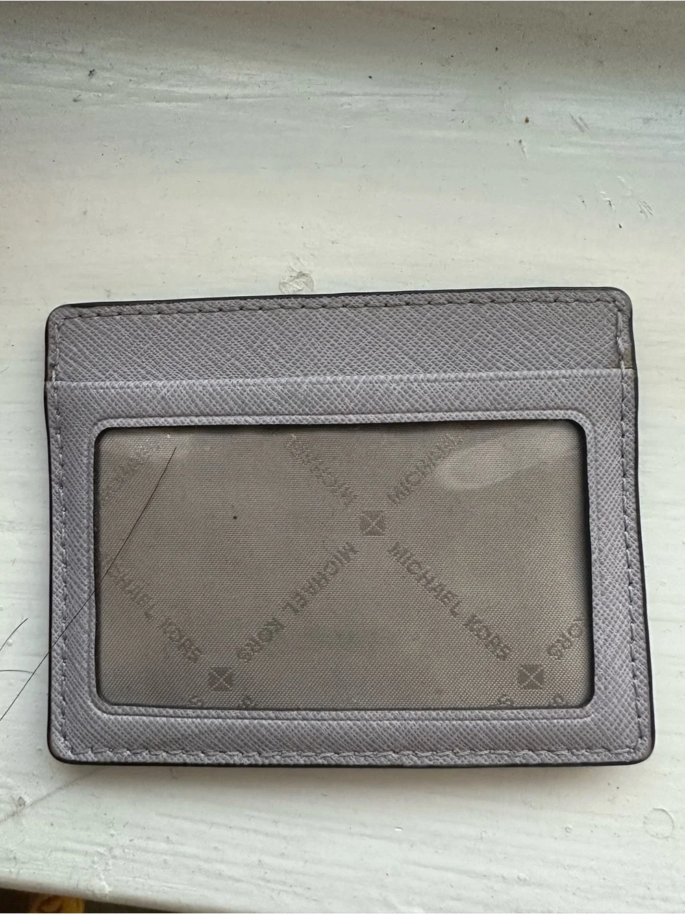 Michael Kors light purple gray Leather Card Case